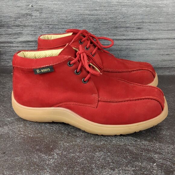 B-Boots Buffalino Red Suede Chukka Lace Up Booties Ankle Boot Women's 10.5 - Picture 1 of 12